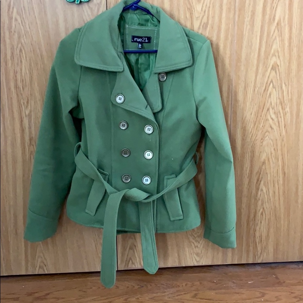 Green button peacoat